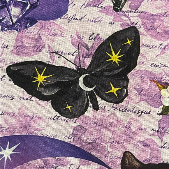 Mystical witchy Cat Patterned fabric - 45 inches wide, 4 yards, cotton, NWOT - Picture 3 of 7